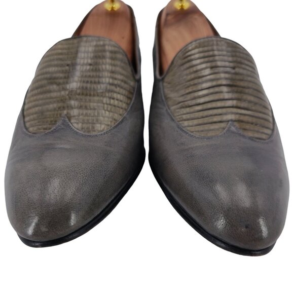 Vintage Exotic Rodolfo Valentino Gray Teju Lizard Men Size 9 Dress Shoes Loafers